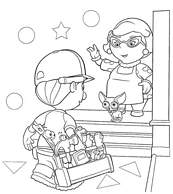 coloriage manny et ses outils vont depanner une dame